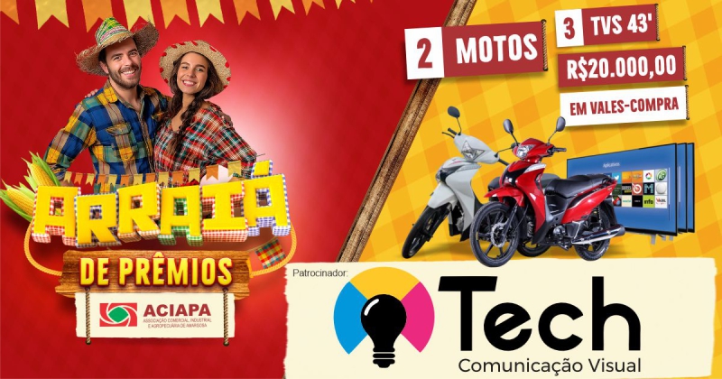 Tech é Patrocinadora Oficial do Arraiá de Prêmios da ACIAPA