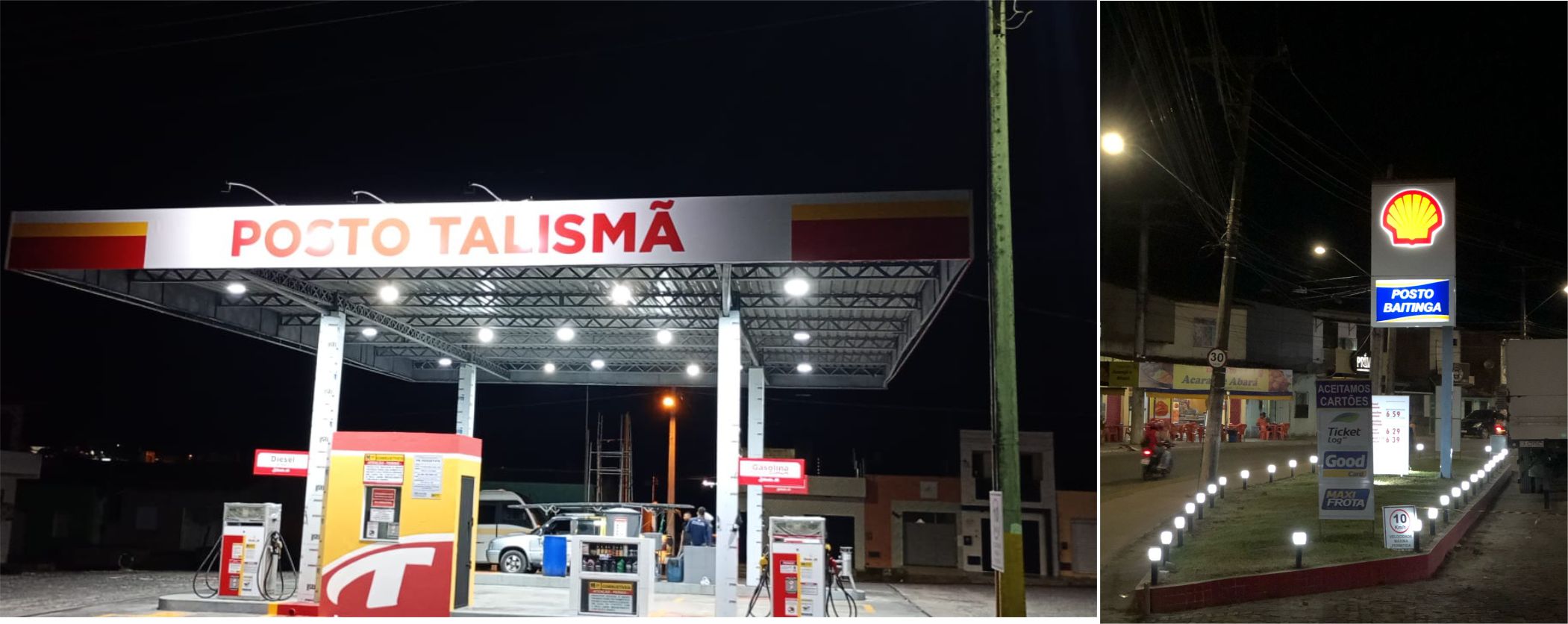 Iluminação do posto à noite