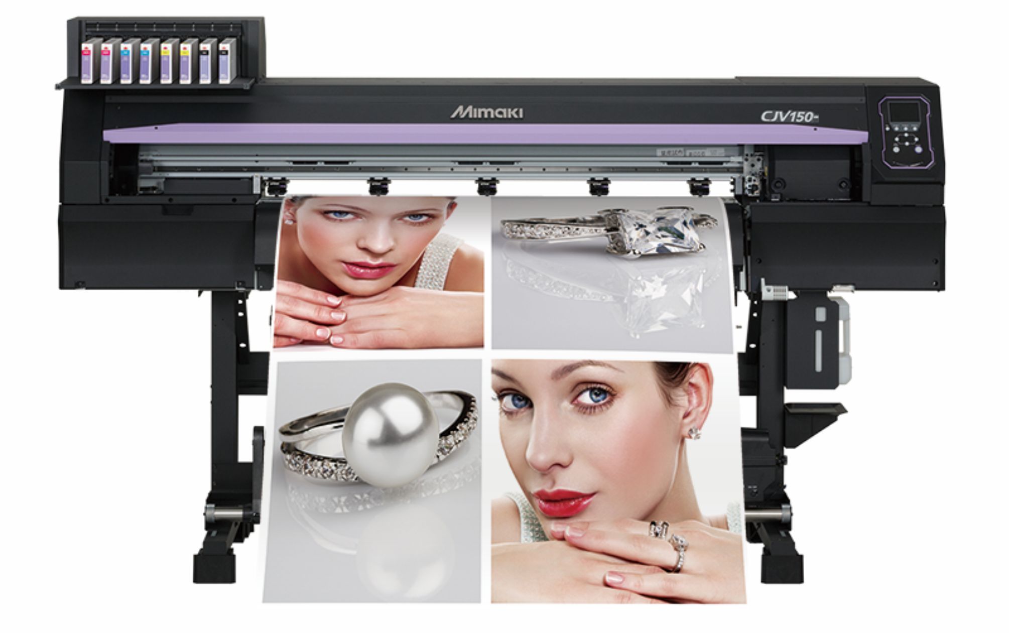 Impressora Mimaki de 160cm para impressão e recorte de adesivos e etiquetas